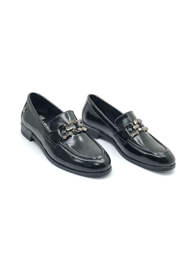 Venüs Lepus Hakiki Deri Comfort Casual Oxford Ortopedik Kadın Ayakkabı Siyah Rugan