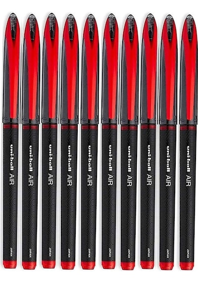 Kırmızı Pilot Kalem 10 Adet Uniball Air Mikro 0.5 Mm Roller Pilot Kalem Uba-188-m Roller Uçlu Likit Mürekkep Jel Kalem Kırmızı