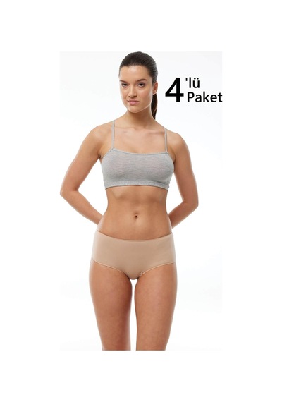 Malabadi 1126 4'lü Paket Kadın Modal Geniş Kenarlı İz Yapmayan Slip & Külot Ten