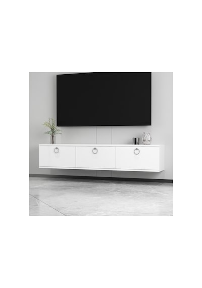 Sıla 150 Cm Duvara Monte Tv Ünitesi Tv Sehpası Beyaz-gümüş Beyaz-gümüş