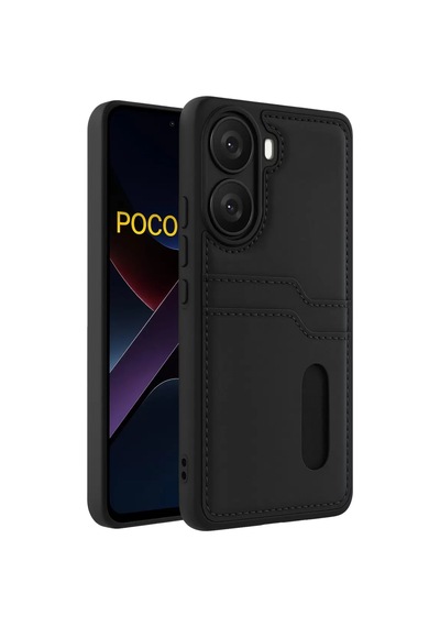 Newface Xiaomi Poco X7 Pro Kılıf Sara Kartvizitli Deri Kılıf - Siyah
