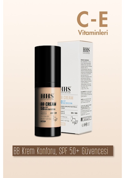 Hhs Doğal Leke Kapatıcı ve Renk Eşitleyici Güneş Filtreli BB Krem SPF50 30 ML