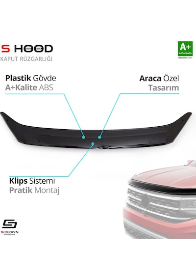 S-dizayn Ford Custom Abs Plastik Kaput Rüzgarlığı 2012-2017 A+kalite