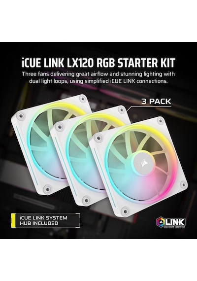Corsaır İcue Lınk Lx120 Rgb 120mm Pwm Beyaz Üçlü Kasa Fanı -