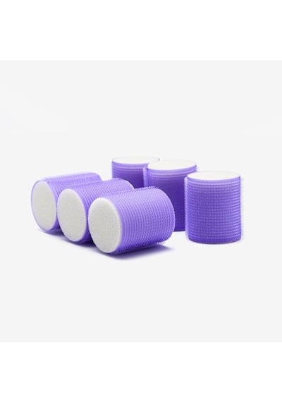 Croc 1203 Mor Cırtlı Sünger Bigudi 6lı Çap 5cm +10lu Plastik Saç Pensi Açık Mavi