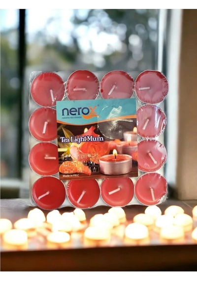 Nero X Tea Light Çok Amaçlı & Romantik Kokulu Mum Kırmızı 16 Adet Kırmızı