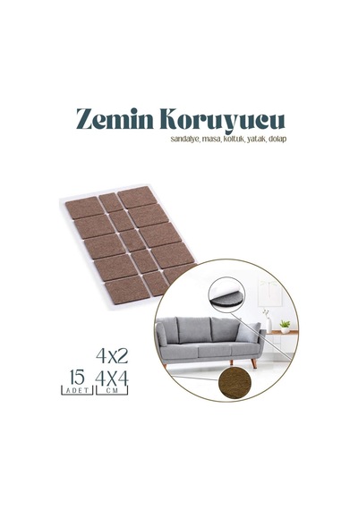 15 Adet 2 Boyut Sandalye Mobilya Koruyucu Keçe 716240 Beyaz - 225504821 Beyaz