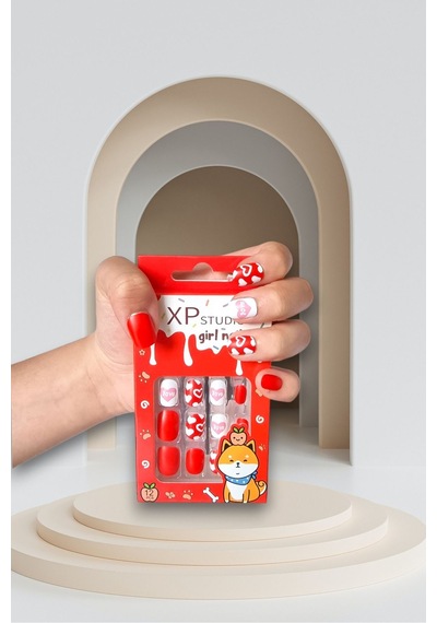 12 Li Yapışkan Stickerlı Renkli Baskılı Çocuk Takma Tırnak Oyuncak Seti - 5- 14 Yaş Arası - Model 50