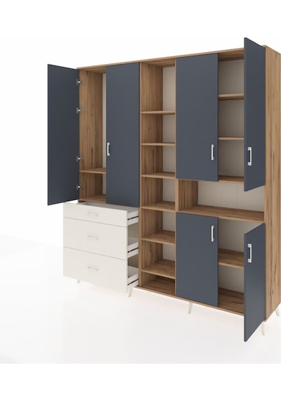 Hyperion Dolap 13 Raflı 3 Çekmeceli 6 Kapaklı 220x44x243 Çam-antrasit/aytaşı Çok Renkli Hyperion Dolap 13 Raflı 3 Çekmeceli 6 Kapaklı 220x44x243 Çam-antrasit/aytaşı Çok Renkli