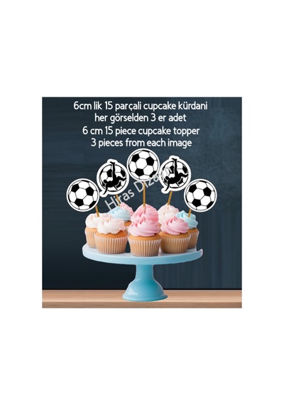 Futbol Temalı  Doğum Günü Süs Seti 34 Parça Banner Pasta ve Cupcake Kürdanı