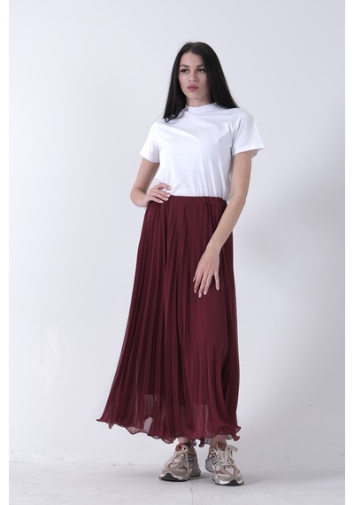 Feminist Bordo Astarlı Piliseli Etek 4594046.04 Bordo