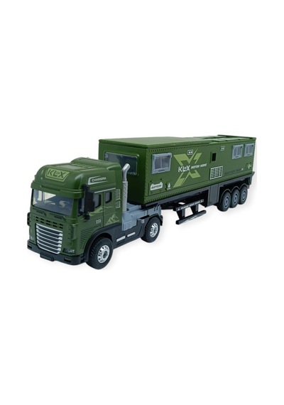 Metal Tır 1:24 - Sesli Işıklı Karavan Tır 39 Cm - Yeşil Çok Renkli