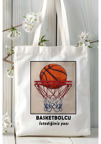Art Hediye Basketbolcu Basketbol Basket Baskılı Bez Omuz Çantası Kişiye Özel Model 31 Çok Renkli