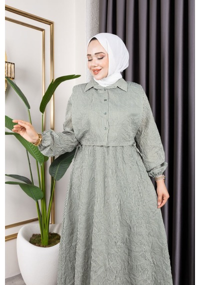 Hira Life Fashion Kadın Mint Tesettür Giyim Gömlek Detaylı Çizgili Viskon Kıraş Elbise Ikili Takım Mint Mint Hira Life Fashion Kadın Mint Tesettür Giyim Gömlek Detaylı Çizgili Viskon Kıraş Elbise Ikili Takım Mint Mint
