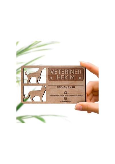 Kişiye Özel Mesleki veteriner Hekim Ahşap Kartvizit (Model 2-5) 5