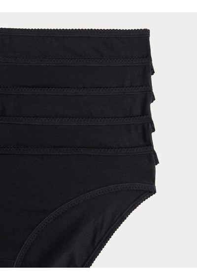 Marks & Spencer 5'li Cotton Lycra Bikini Külot Seti Siyah