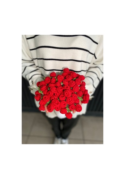 Kırmızı Güllü Buket Battaniye Buket Şal90 Cm