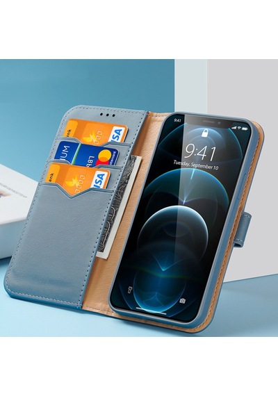 Dux Ducis Apple Uyumlu iPhone 12 Pro Max Kilif Miknatisli Cüzdanli Deri Kilif 225521777 - Renk / Mavi