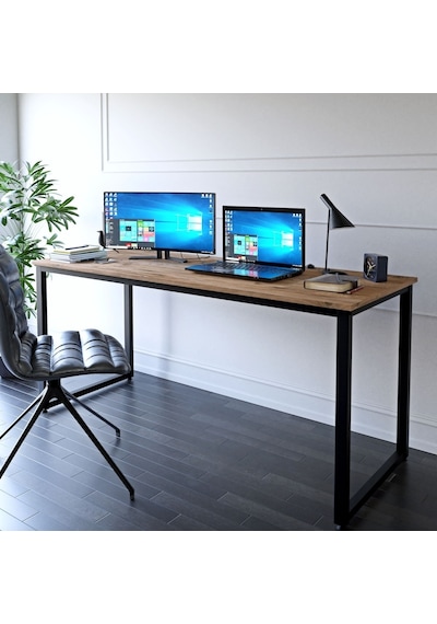 Abronyahediye Ofis Masası Ahşaplı Çalışma Bilgisayar Masası Metal Ayaklı Masa
