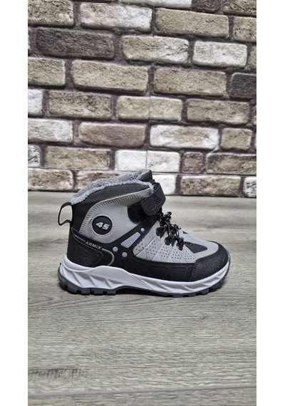 Rahat İçi Kürklü Outdoor Spor Bağcıklı Cırtlı Çocuk Botu Siyah