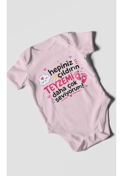Morivokids Teyzeye Özel Kısa Kollu Bebek Body %100 Pamuk Zbn198-kk Bebe Pembe