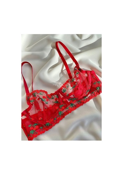 La Linaa Cherry Kırmızı Tanga Külotlu Sütyen Takımı Kırmızı - 599877748 Kırmızı