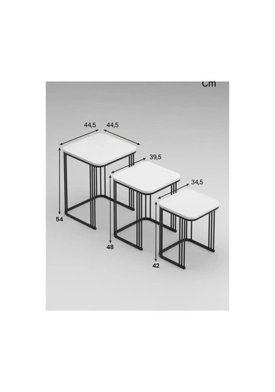 Azur 3^lü Zigon Sehpa Seti Siyah