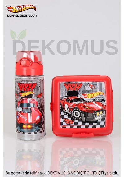 Dekomus İle Yeni Sezon Lisanslı Hot Wheels 2 Katlı Beslenme Kabı Ve 500 Ml Matara Seti Diğer