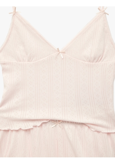Koton Pamuklu Askılı Pijama Takımı Açık Pembe 6slk40140mk