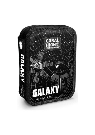 Coral High Siyah Galaxy Desenli Çift Katlı Kalem Çanta 11148 Çok Renkli