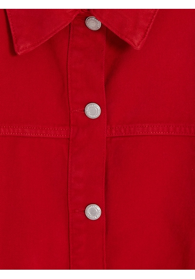 Lcw Vision Kırmızı Oversize Kadın Jean Gömlek