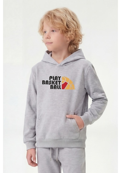 Panios Kids 3'lü Kanguru Cepli Kapüşon Detaylı Baskılı Erkek Çocuk 3 Parça Sweatshirt Füme - Lacivert