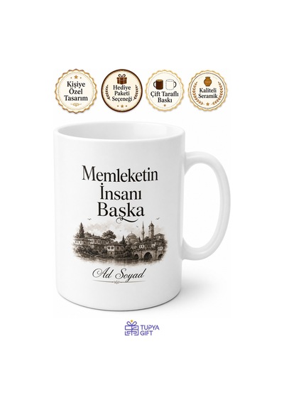 Memleketin İnsanı Başka Yazılı Kupa Bardak Özel Tasarım Hediye Beyaz / Çok Renkli