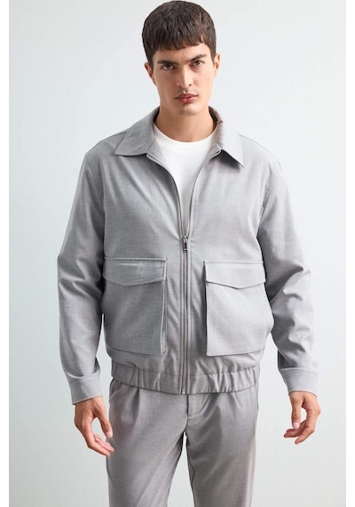 Defacto Relax Fit Polo Yaka Fermuarlı Mont F0417ax25augr377 Gri