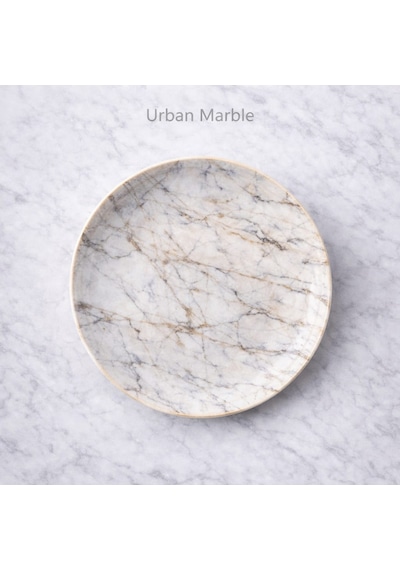 Reborn Kutulu Urban Marble 6 Lı Porselen Pasta / Kahvaltı Tabağı Seti 22 Cm Hediyelik & Çeyiz & Yeni Ev Beyaz