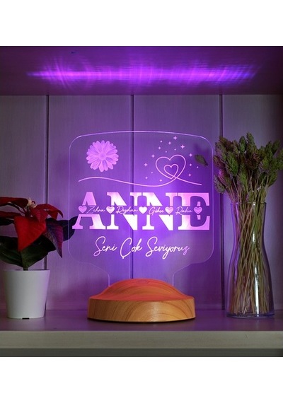 Anneler Günü Hediyesi, Kişiye Özel Anneye Hediye Kare Led Lamba