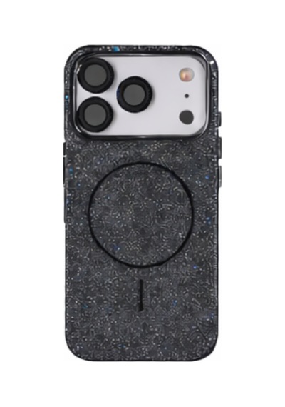 Apple Uyumlu iPhone 17 Magsafe Lens Koruma Camı li Simli Kutup Silikon Kılıf Siyah