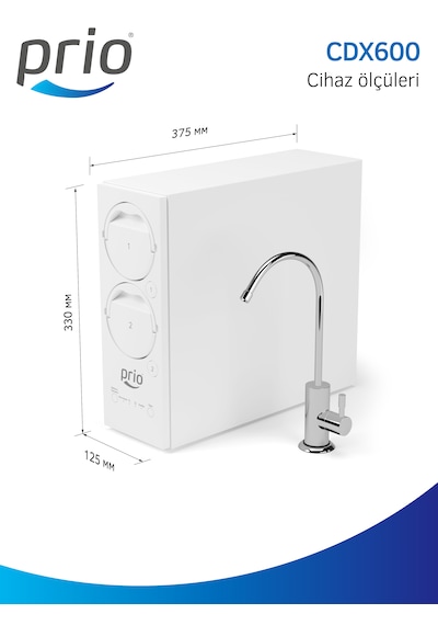 Prio Cdx600 Praktic Tanksız Direkt Akışlı Otomatik Yıkamalı Pompalı Su Arıtma Cihazı 600 Gpd Direk Akış