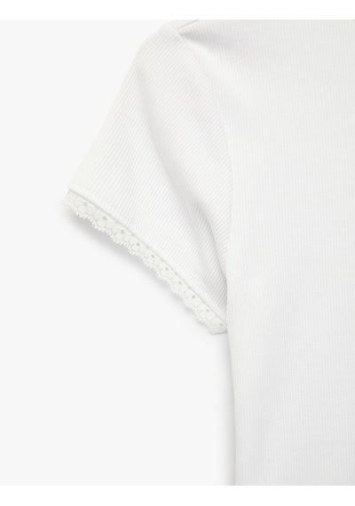 Koton Ribanalı Pamuklu Slim Fit Bisiklet Yaka Kısa Kollu Dantel Detaylı Tişört Beyaz 6sak50506ek Koton Ribanalı Pamuklu Slim Fit Bisiklet Yaka Kısa Kollu Dantel Detaylı Tişört Beyaz 6sak50506ek