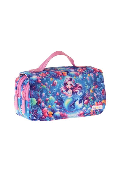 Kaukko Kids Taşıma Askılı Kız Çocuk Mercan Ve Denizkızı Baskılı Şık Kalem Çantası Pembe - Mavi - L5325