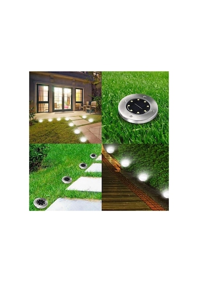 12'li 3w Solar Güneş Enerjili Kazıklı Çim & Bahçe Aydınlatma,paslanmaz Inox, Ip65 Beyaz Işık