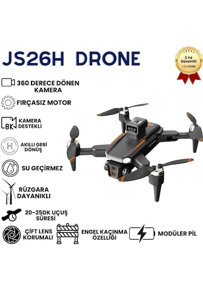 Js26h Drone, Katlanabilir, Akıllı 4k Uzaktan Kumandalı, 360 Derece Engel Algılama Uyumlu Hızlı Drone-1470