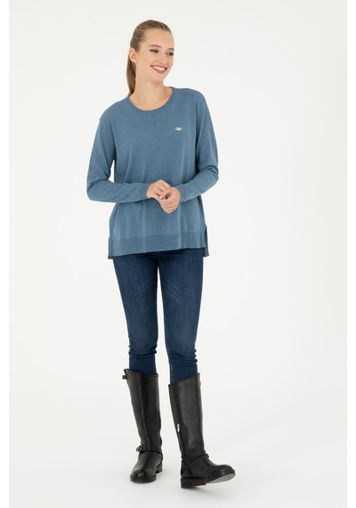 U.S. Polo Assn. Kadın Mavi Bisiklet Yaka Basic Kazak 50293510-VR251 U.S. Polo Assn. Kadın Mavi Bisiklet Yaka Basic Kazak 50293510-VR251