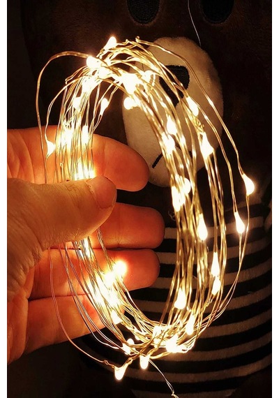 50 Ledli 5 Metre Işıklı Peri Bakır Tel Dizeleri Beyaz Işık