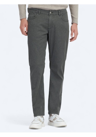 Kip Haki Dokuma Regular Fit Casual Pamuk Karışımlı Pantolon Haki