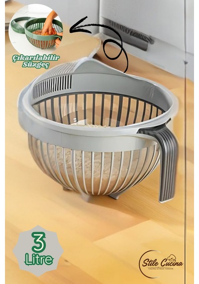 Linea Pirinç Süzgeci 3 Litre Gri Gri