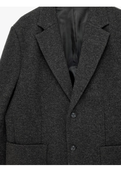 Koton Uzun Kollu Cepli Mono Yaka Kaşe Blazer Ceket Antrasit 6sam50004hw