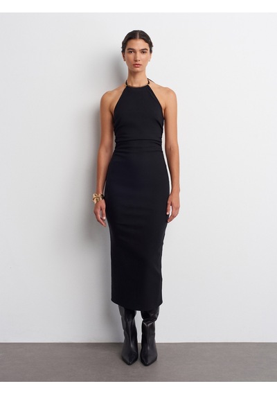 Dilvin 91518 Halter Yaka Midi Elbise-siyah Siyah Dilvin 91518 Halter Yaka Midi Elbise-siyah Siyah