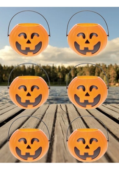Cadılar Bayramı Halloween Bal Kabağı Mumluk 8 Cm 6lı Şeker Kovası Aksesuar Diğer