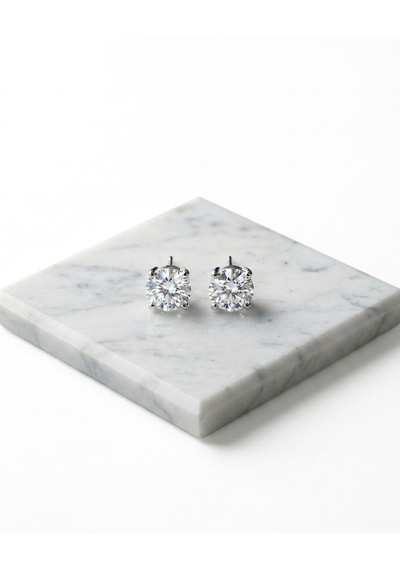 Kadın Moissanite Büyük Tek Taş Gümüş Küpe